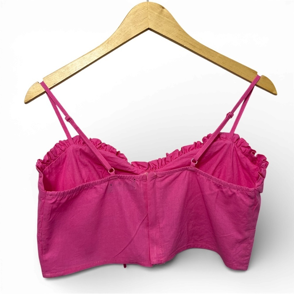 Coco Cabana Fuchsia Ruffled Bandeau Corset Cropped Top Medium - Picture 2 of 3